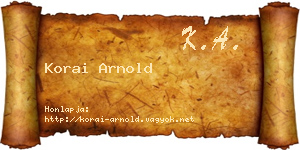 Korai Arnold névjegykártya